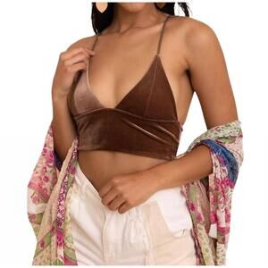 NEW LETO velvet longline bralette in mocha